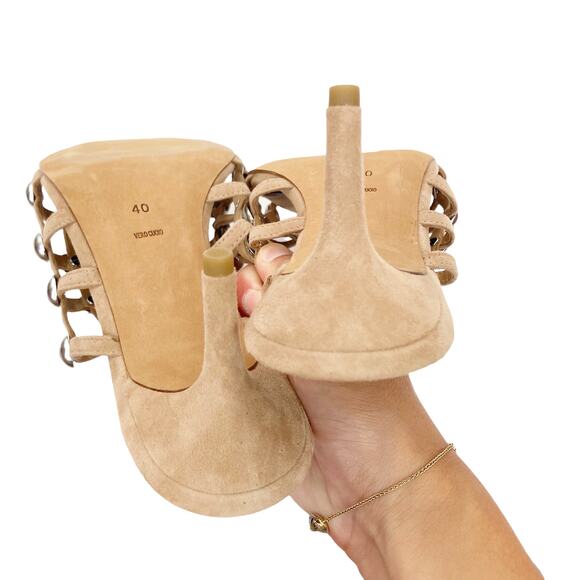 Alexander Wang Tan Caged Studded Heels Sz 40 - Picture 5 of 9